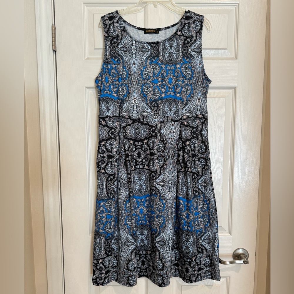 Reborn Womens dress paisley black-blue  Size XL